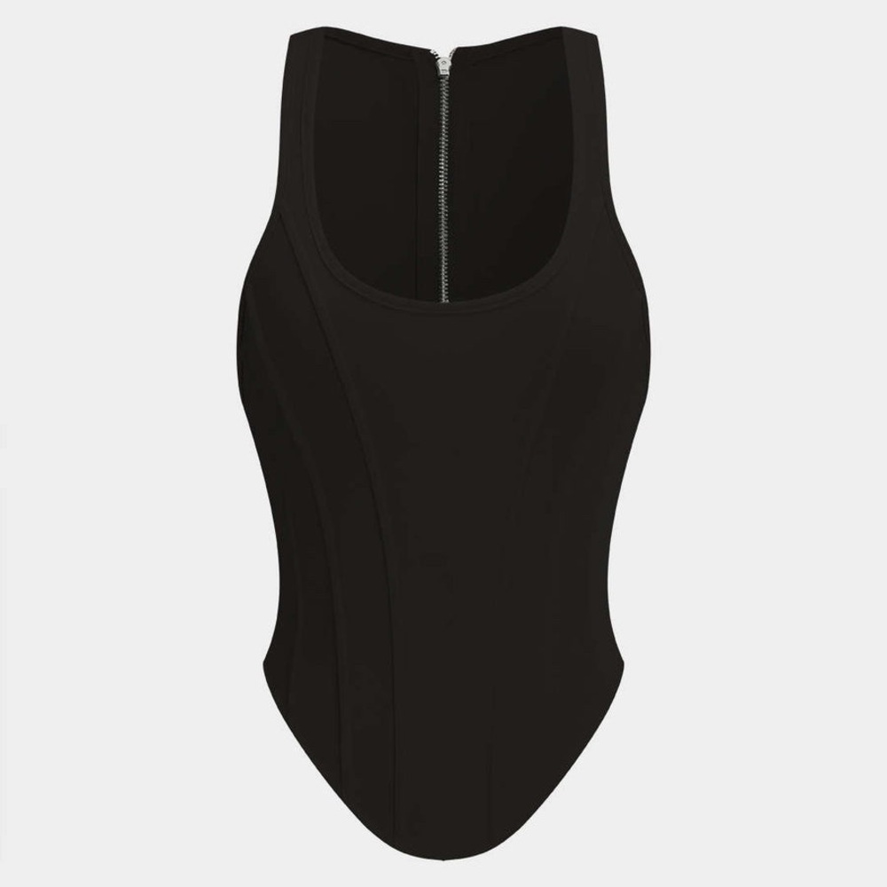 NWT | Micas | Zipper Tie-Up Corset Waist Tank Top | Size XL